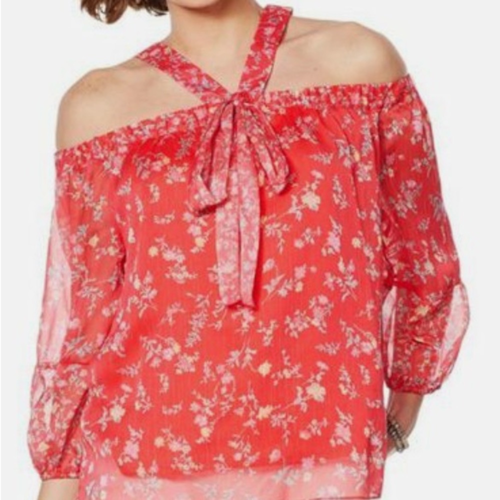 Colleen Lopez Red Floral Off-Shoulder Blouse